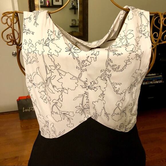 CLASSIQUES ENTIER Black & White Silk Sheath Dress Women's Size 6 - Picture 3 of 9